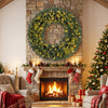 60 Inch Pre-Lit Artificial Christmas Wreath 200 LED Warm White Lights-Set of 2 - Gallery View 1 of 9
