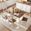 Rectangular 60" dining table with solid rubber wood legs, featuring a brown wooden texture, perfect for kitchens and.