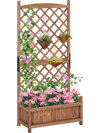 60-inch tall raised garden bed with diamond lattice trellis, crafted from solid fir wood, ideal for climbing plants.