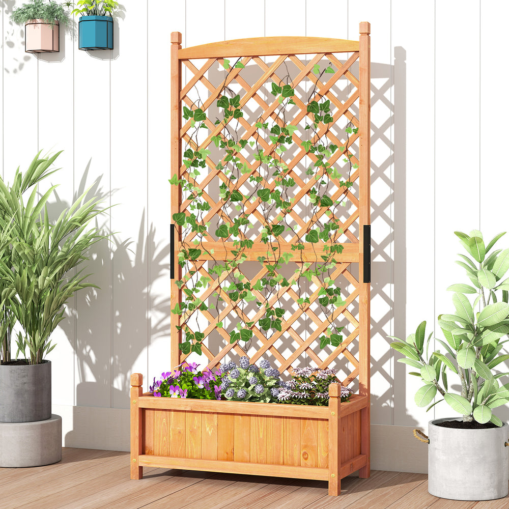 60 Inch Tall Raised Garden Bed with Diamond Lattice Trellis and Drainage Holes-Orange - Gallery View 1 of 11