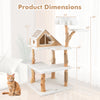 60-inch tall solid wood cat tree with 2 perches, 5 tiers, and plush fabric for cozy relaxation and play.