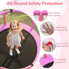 Kids' 60" trampoline with enclosure, featuring safety foam sleeves, adjustable gymnastics bar, and fun accessories for.