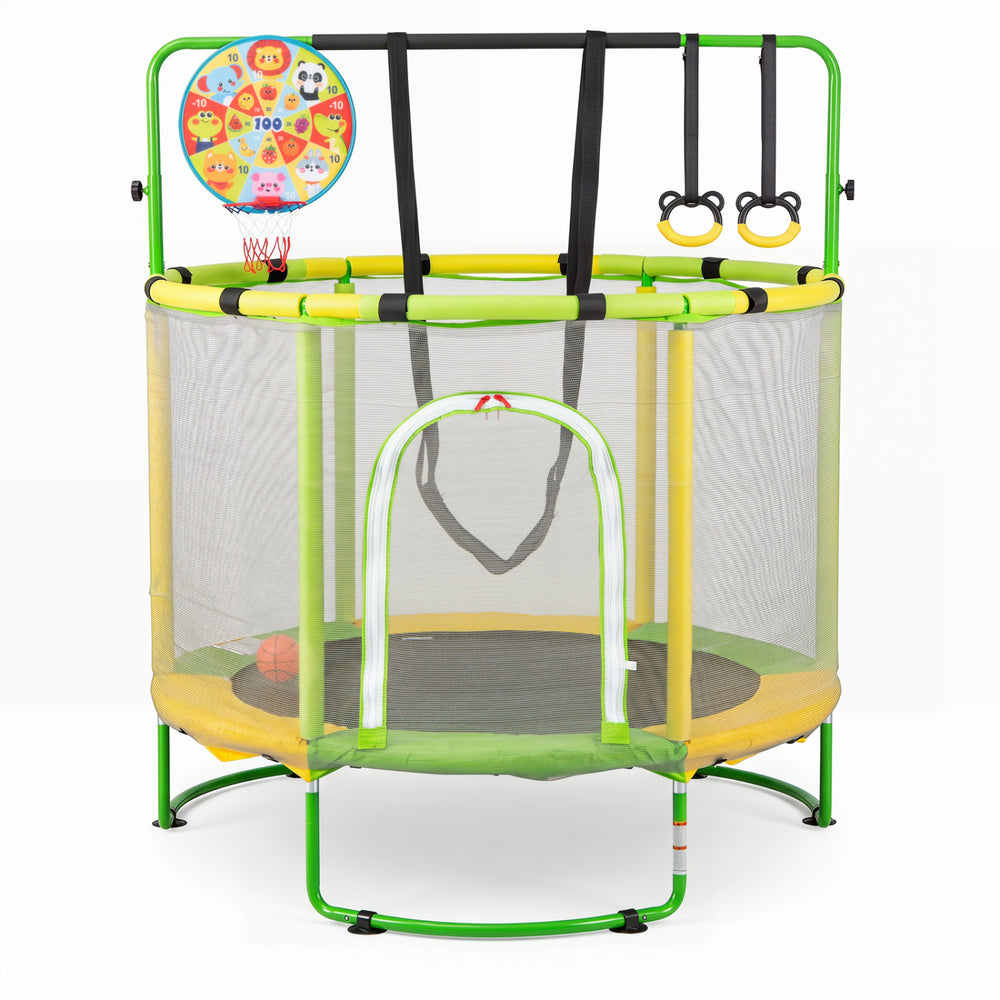 60 inch 6-in-1 Kids Toddler Trampoline with Gymnastics Bar-Green - Gallery View 1 of 1