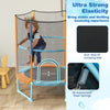 Toddler trampoline with gymnastic bar and rings, featuring a high-density enclosure net and anti-skid foot pads for.