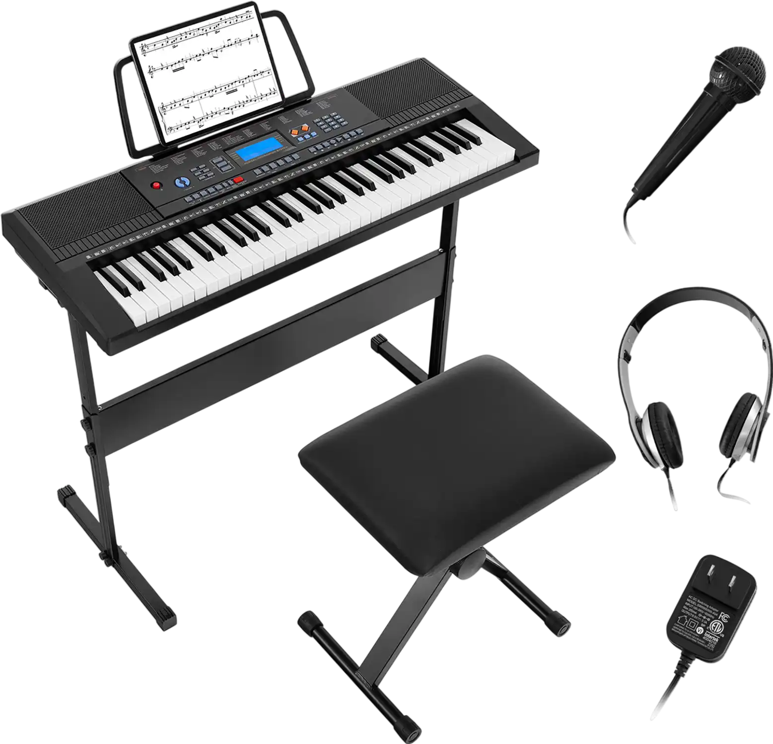 Costway 61-Key Electronic Keyboard Piano Starter Set w/ Stand Bench Headphones 89354670 New