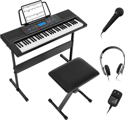 Costway 61-Key Electronic Keyboard Piano Starter Set w/ Stand Bench Headphones 89354670 New