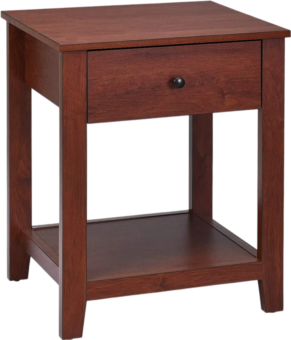 Night Stand End Side Table with Drawer and Storage Shelf