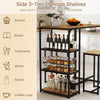 3-tier storage shelves with rustic brown bar table set for organizing snacks, wines, and spices in a compact dining.