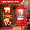 Christmas musical street lamp post with detachable snow globe lantern, featuring Santa and colorful lights for festive.