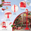 61-inch red Christmas musical street lamp post with detachable snow globe lantern, perfect for festive occasions.