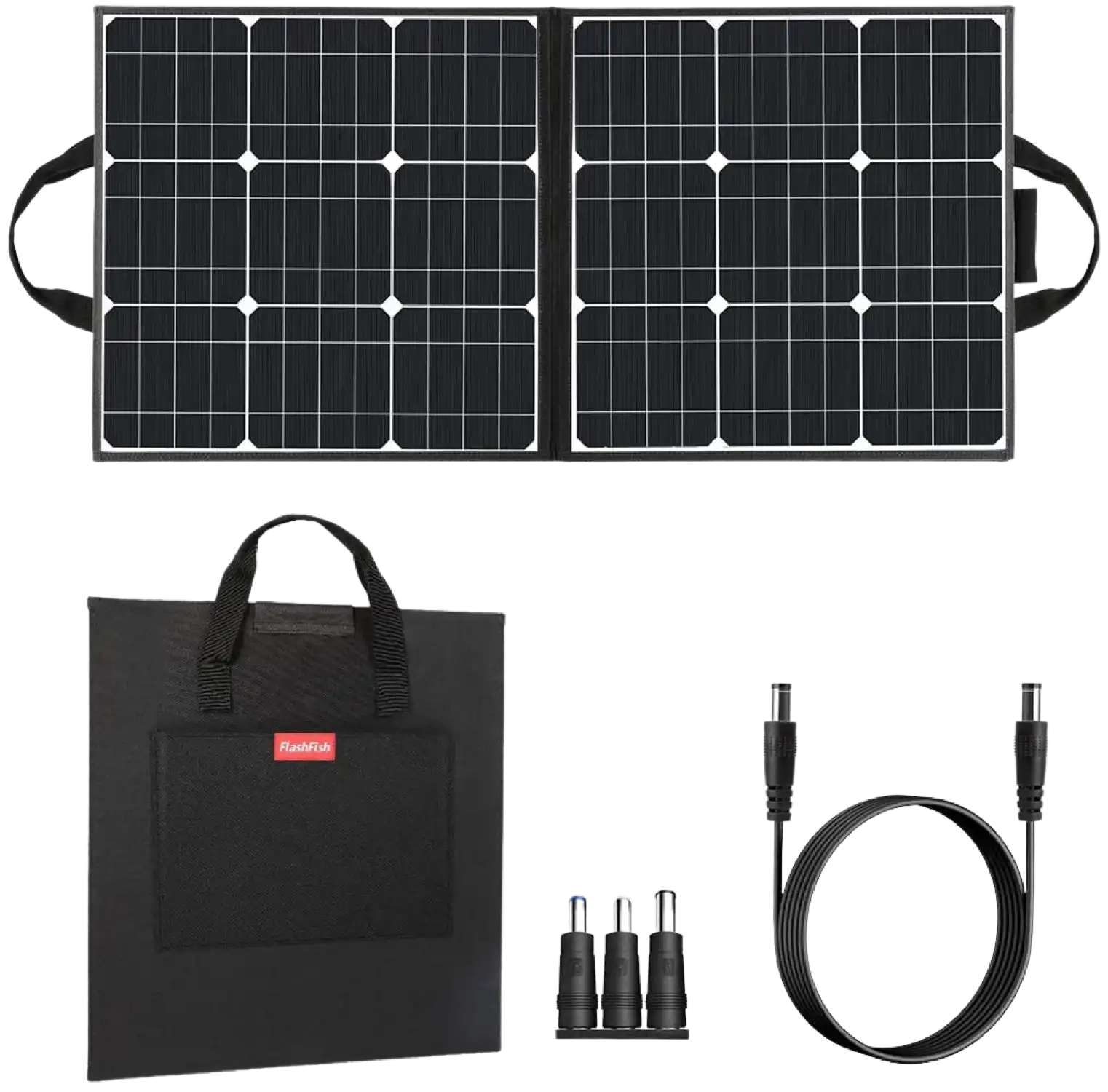 Flashfish 50W 18V Portable Foldable Solar Panel With 5V USB 18V DC Output Compatible With Portable Generators, Smartphones, Tablets And More New