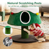 Cat Christmas tree with two large condos, natural scratching posts, and colorful decorations for indoor kittens.