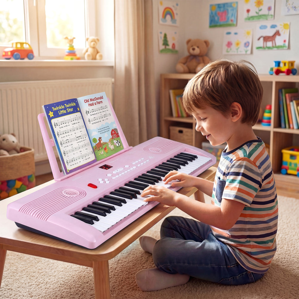 61 Key Electric Portable Digital Keyboard Piano for Beginner-Pink - Gallery View 1 of 10