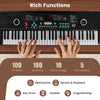 61-key electric portable digital keyboard in black, featuring 100 timbres and rhythms, ideal for beginners and music.