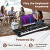 61-key electric portable digital keyboard in black, featuring dual speakers, perfect for outdoor music enjoyment.