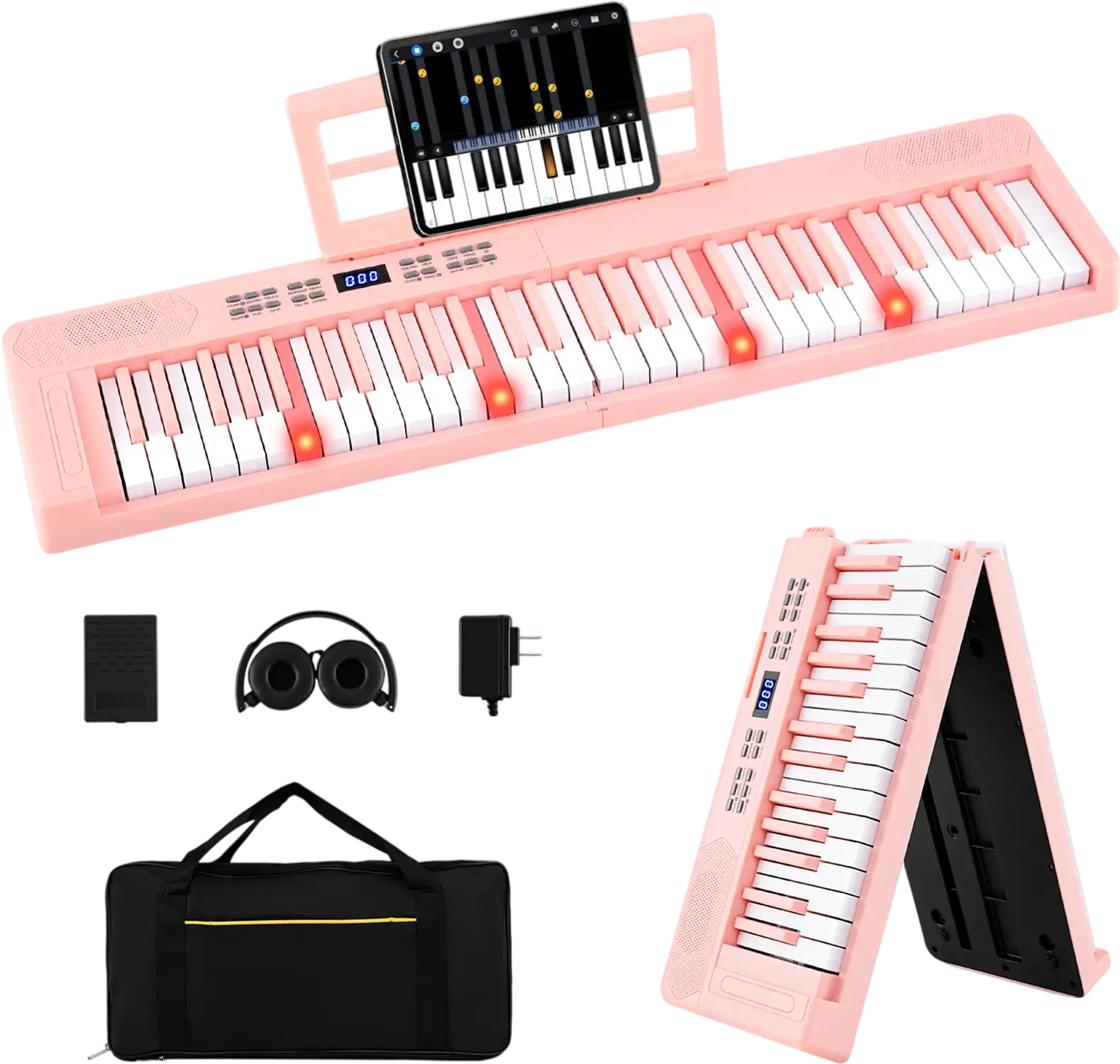 Costway 61-Key Foldable Electronic Piano Keyboard MIDI Split 67493862 New