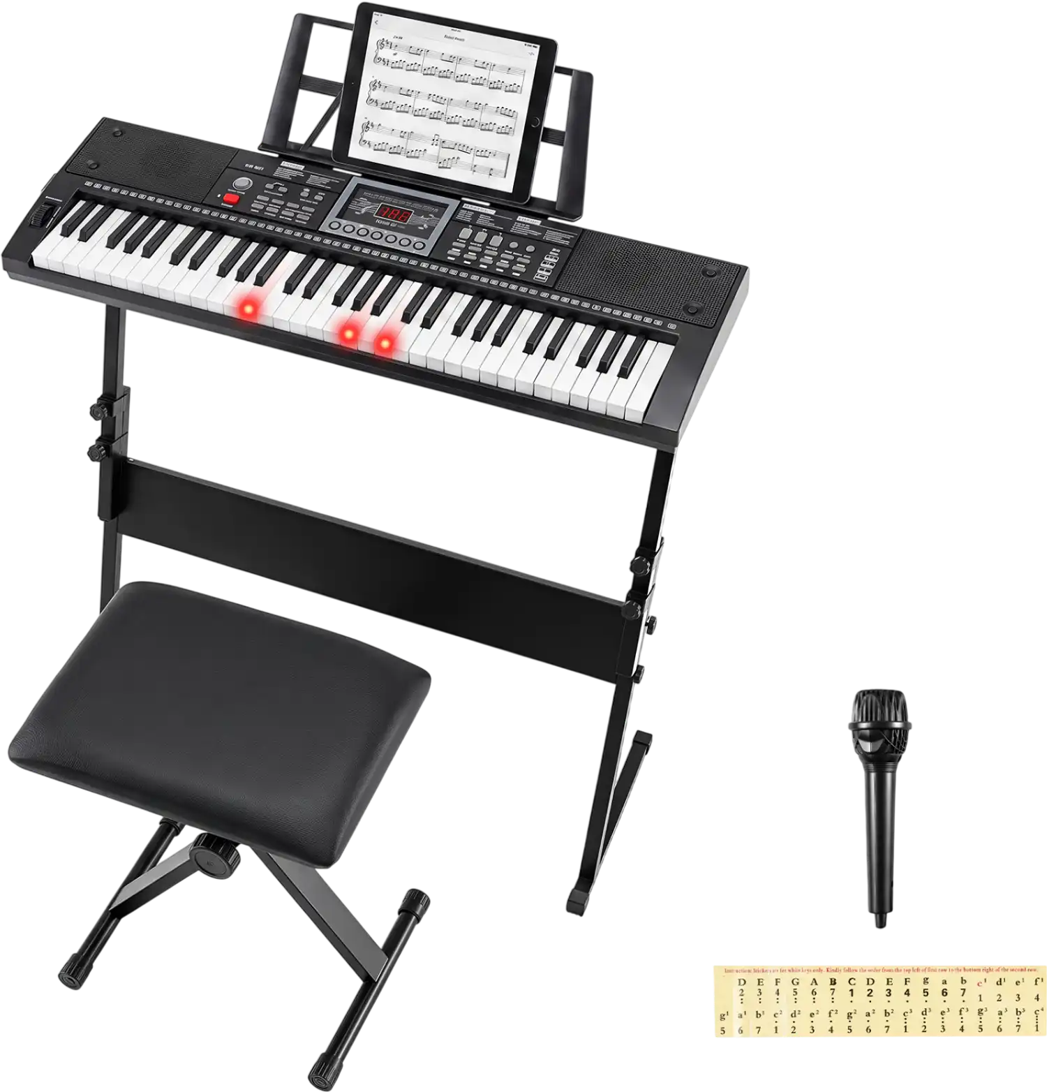 Costway 61-Key Beginner Keyboard Piano w/ Stand Stool Lighted Keys 39693330 New