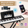 61-key portable electronic keyboard piano with Bluetooth MIDI function, adjustable stand, and padded stool for.