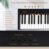 Close-up of the 61-key portable electronic keyboard showing control buttons and LED display for easy operation.