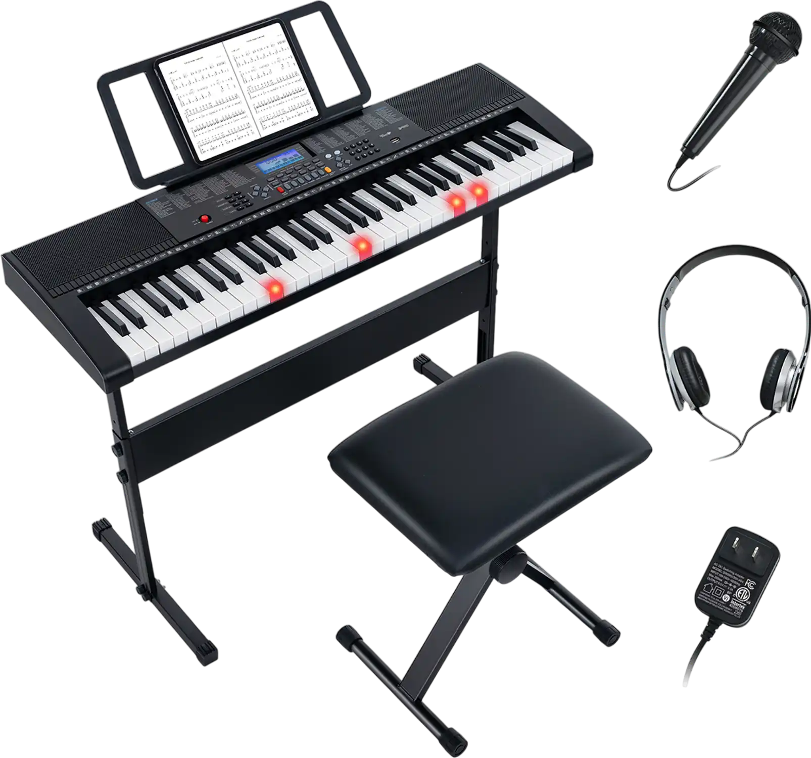 Costway 61-Key Portable Electronic Keyboard Piano w/ Stand & Stool 92138704 New