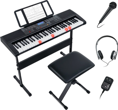 Costway 61-Key Portable Electronic Keyboard Piano w/ Stand & Stool 92138704 New