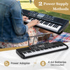 61-key electric keyboard with adjustable stand and stool, featuring dual voices, teaching mode, and two power supply.
