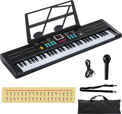 Costway 61-Key Kids Piano Keyboard w/ Microphone Music Stand 30195486 New