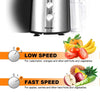 2 Speed Electric Juice Press with stainless steel design, featuring low and fast speed settings for easy fruit and.