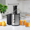 2 Speed Electric Juice Press with stainless steel design and 75mm feeder chute for easy juicing of whole fruits.