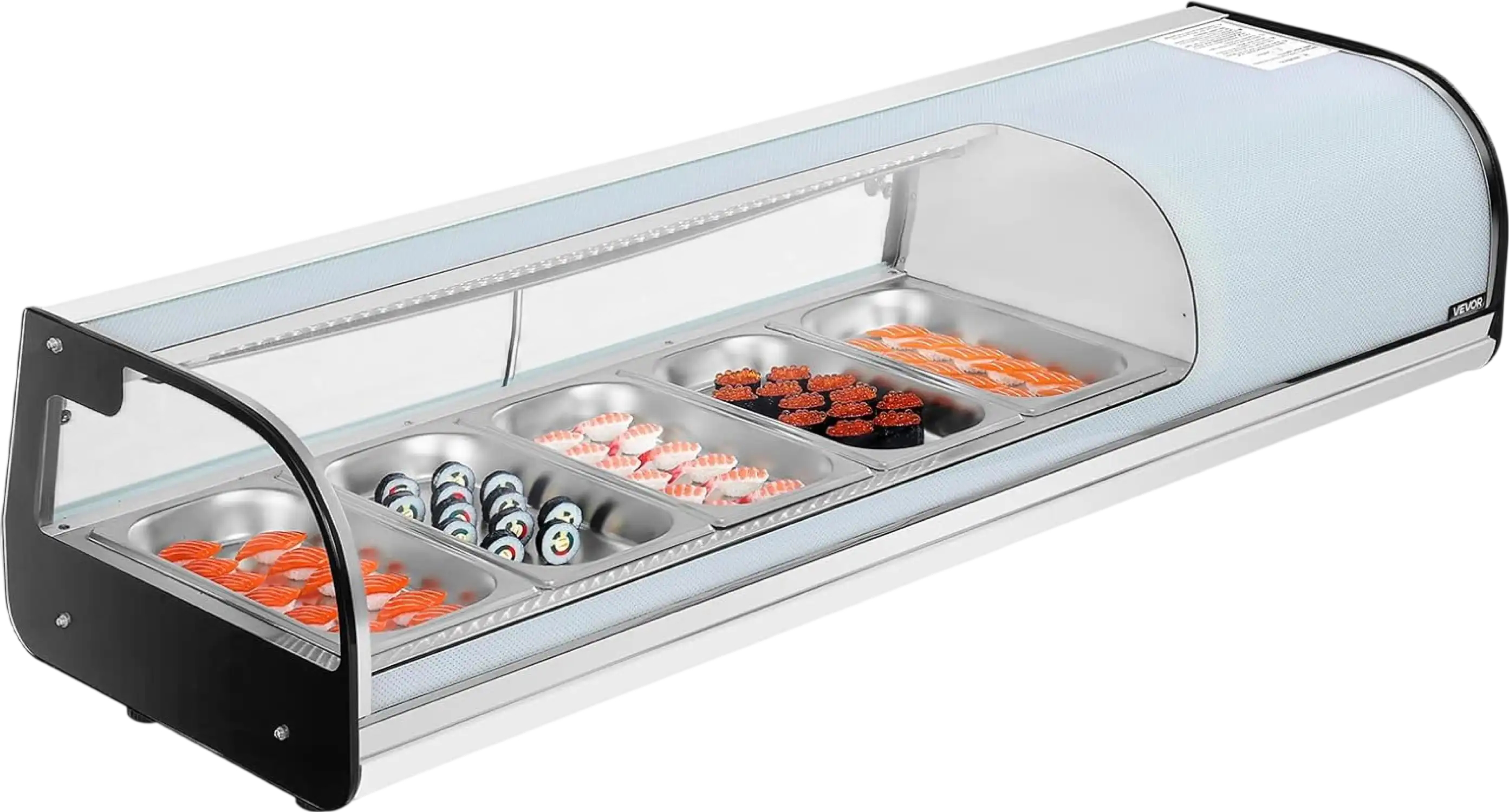 Vevor Commercial Display Case Refrigerator 1.8 Cu. Ft 5-Pan LED Lighting Temp Control New