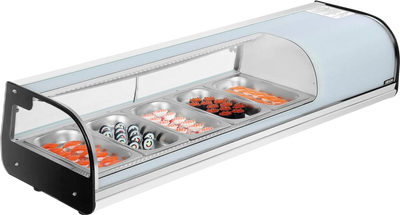 Vevor Commercial Display Case Refrigerator 1.8 Cu. Ft 5-Pan LED Lighting Temp Control New