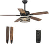 Parrot Uncle 52" Hyderabad Farmhouse Ceiling Fan Downrod Mount with Lighting and Remote Control New