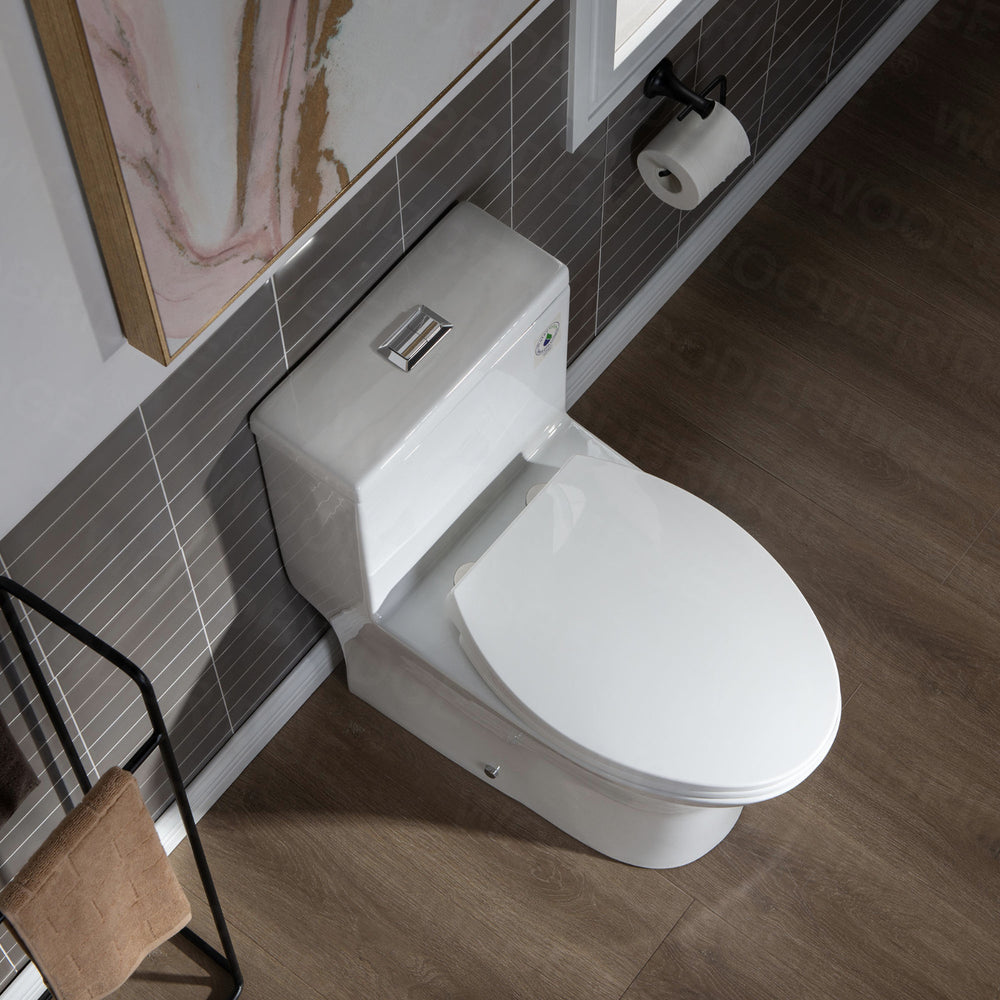 WOODBRIDGE Moder Design, Elongated One piece Toilet Dual flush 1.0/1.6 GPF,with Soft Closing Seat, white, T-0032