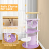Large purple cat tower with moon-shaped platform, anti-tipping device, and spacious tunnel for playful lounging.