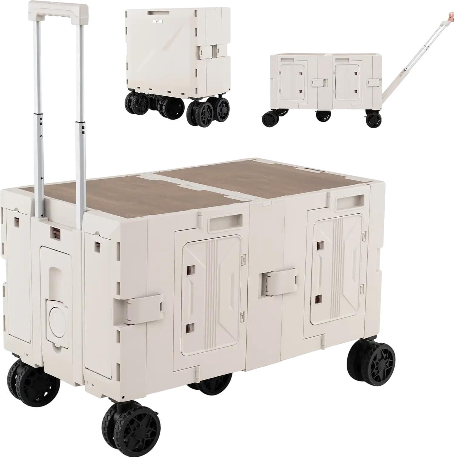 Costway Large Foldable Utility Cart 2-Tier Storage Crates Telescoping Handle 18206528 New
