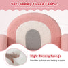 Kids armchair in pink with soft teddy fleece fabric and ergonomic design, providing lasting support for little ones.