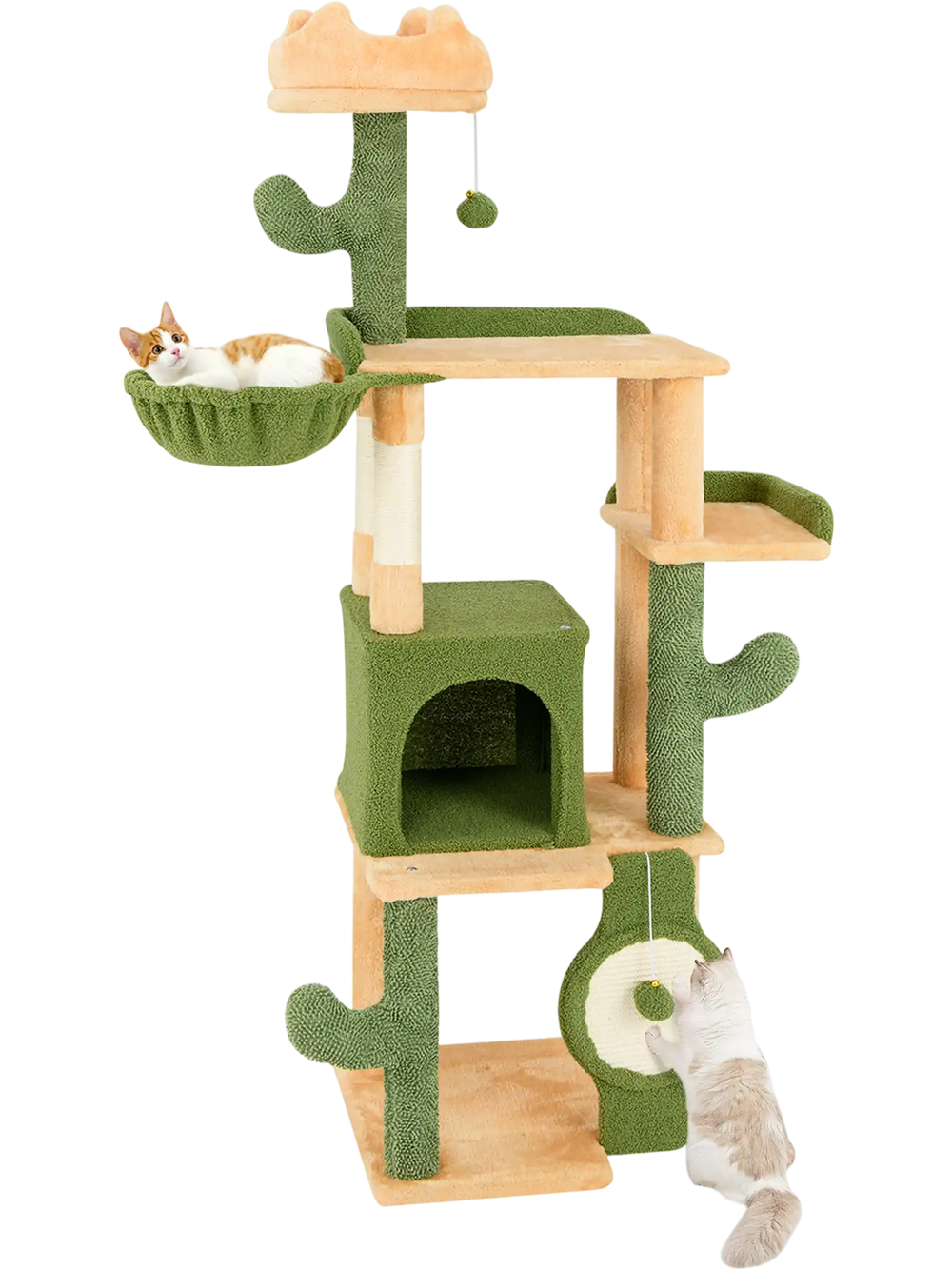 63 Inch Cactus Cat Tree with Sisal Scratching Posts and Board for Indoor Cats