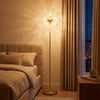 63-inch gold floor lamp featuring a dandelion design with acrylic crystals, perfect for bedrooms and living rooms.