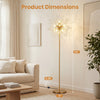 63-inch gold floor lamp with dandelion design and acrylic crystals, ideal for living rooms and bedrooms.