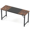 Modern 63-inch computer desk with rustic brown and black finish, sturdy steel frame, ideal for home or office use.