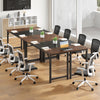 Modern 63-inch splice computer desk with a rustic brown and black finish, ideal for office or conference room use.