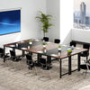 Modern 63-inch splice computer desk with a rustic brown and black finish, featuring a sturdy steel frame for office use.