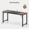63-inch modern splice computer desk with rustic brown and black finish, sturdy steel frame, ideal for home or office.