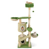 Multi-level 63-inch kitten tower in green with two condos, hammocks, and scratching posts for playful lounging.