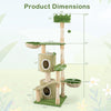Multi-level 63-inch kitten tower in green with two condos, hammocks, and scratching posts for stylish cat lounging.