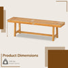63-inch solid wood bench in teak finish, designed for 3 people, ideal for dining or entryway use, with anti-slip foot.