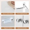 Features of the 63-inch tall white bathroom storage cabinet include easy-to-clean surface, magnetic catches, and anti-toppling devices.
