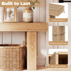 Natural wood grain console table with thickened board, reliable legs, and non-slip foot pads for entryway storage.
