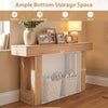 Console table with ample bottom storage space for baskets and boxes, featuring a natural wood grain finish for.