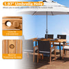 63-inch acacia wood dining table with 1.97-inch umbrella hole, ideal for indoor and outdoor dining.